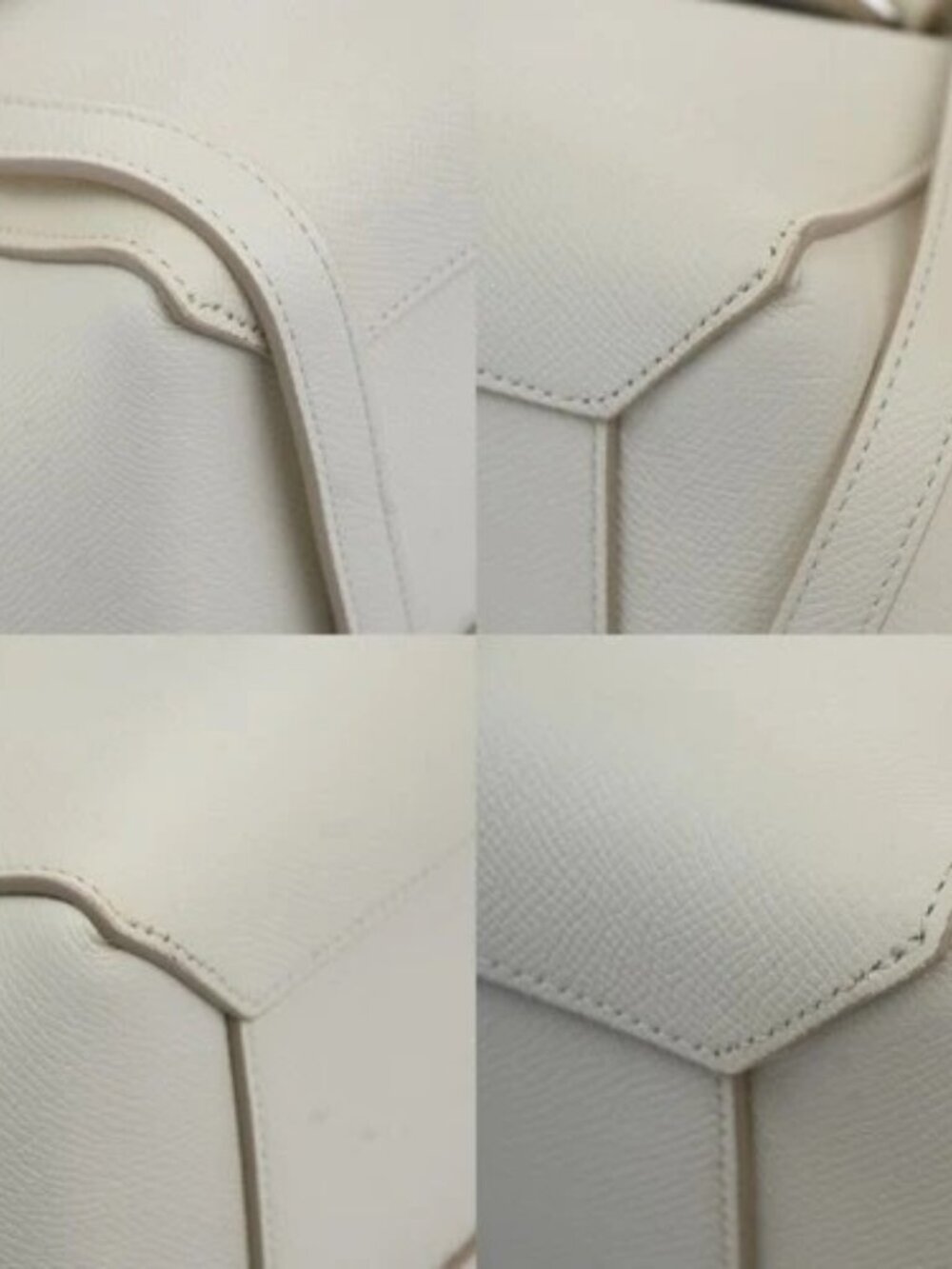 CELINE Logo Belt 2way Shoulder Hand Bag Leather White GHW Italy 29RL885 - Picture 7 of 16